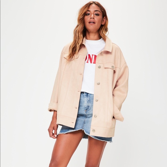 Nude Oversized Bonded Suedette Trucker Jacket - Picture 2 of 3